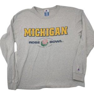 Vintage Michigan Champion Gray Long Sleeve Tee Rose Bowl